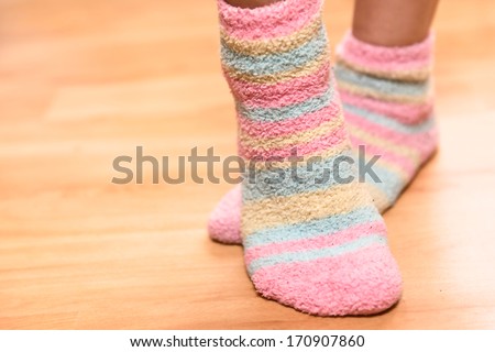 Close up of a colorful soft socks.