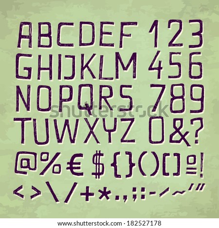 SIMPLY HAND DRAWN FONT for seasonal posters or other works on vintage green background SIMPLY HAND DRAWN FONT for seasonal posters or other works on vintage green background