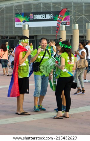 Slovenia fans before match Round of 16 Basketball Worldcup, Slovenia vs Dominicana Republic Basketball Worldcup,  match on September 6, 2014, in Palau Sant Jordi stadium, Barcelona, Spain.