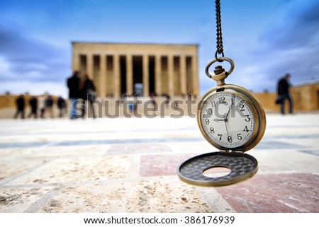 Turkey, Ankara, Ataturk\'s Mausoleum and time passes 09:05