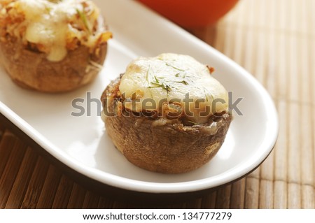 button mushrooms filled with bread crumbs and cheese