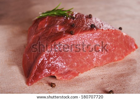raw beef meat. round part