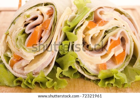 sandwich wrap with ham and paprika