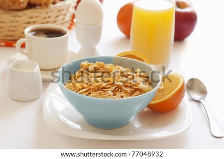 healthy breakfast with bowl of cereal