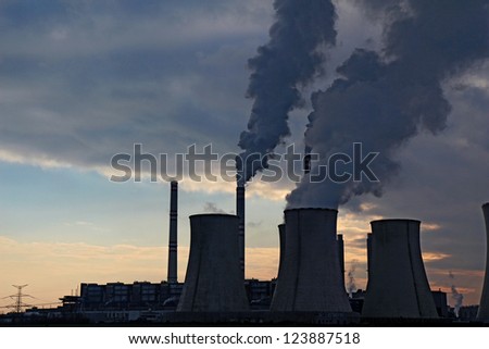 dark cloudy day cover coal power plant
