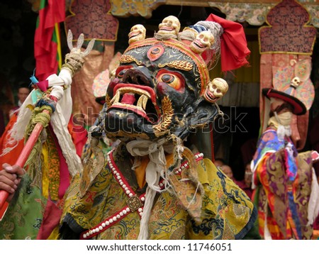 Buddhist mask at monastery festival
