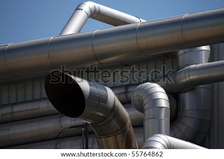 detail of steel pipe in oil refinery