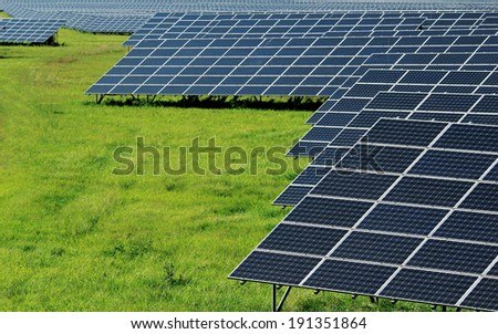 huge power solar plant on the green field