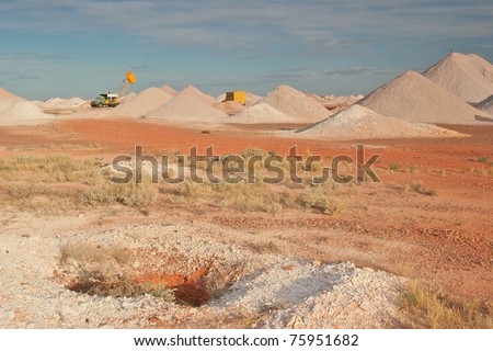 Open mining shafts near the opal mining town of Coober Pedy, Australia.