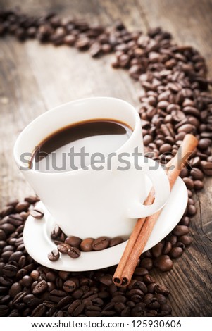 Cup of coffee in warm lighting.
