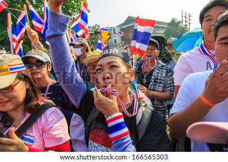 Bangkok-Dec 9:Million join protest against government and Thanksin regime to develop Thai politics on Dec 9,2013 in Bangkok Thailand