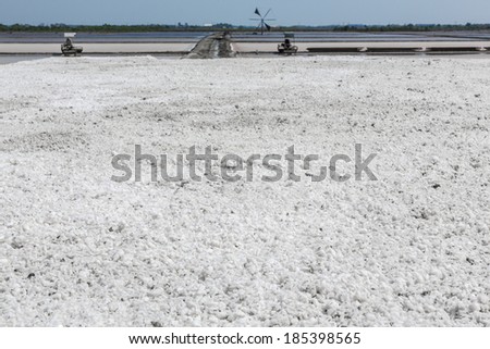 Salt big pile in Thailand, salt pan.