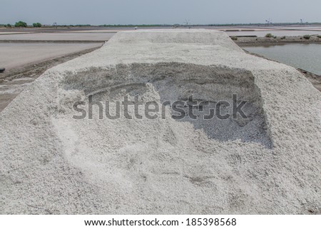 Salt big pile in Thailand, salt pan.
