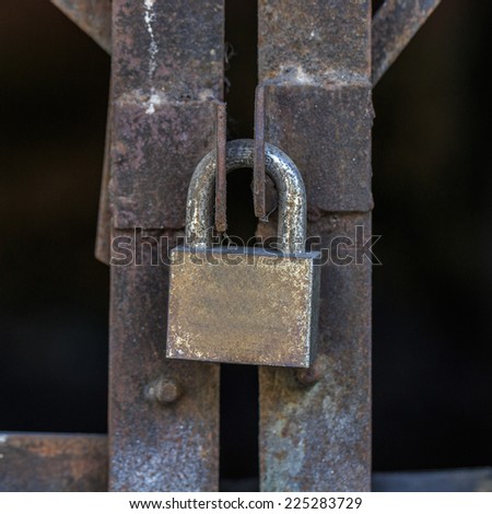 Old master key is lock on metal door
