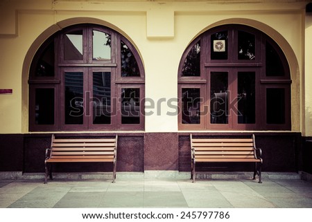 Bench with window building vintage