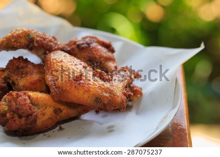 Fried Chicken Wings and leg with Salt, thai food