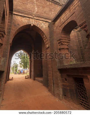 BISHNUPUR, WEST BENGAL / INDIA - OCTOBER 23, 2013 : Rasmancha is old brick temple bulit in 1587. It is a famous world tourist spot in India