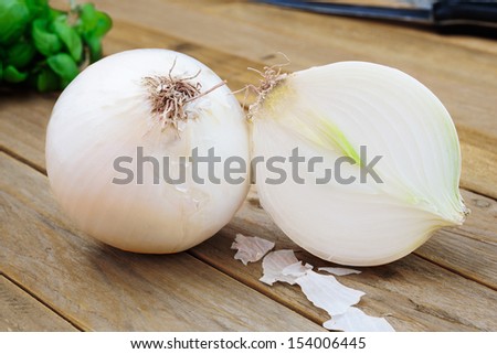 White Onion On Wood