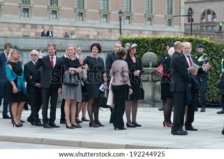 STOCKHOLM, SWEDEN - SEPTEMBER 17: Parliament members on the way to the opening of parliament house in Stockholm, Sweden, September 17, 2013, which marks the formal start of the parliamentary year.