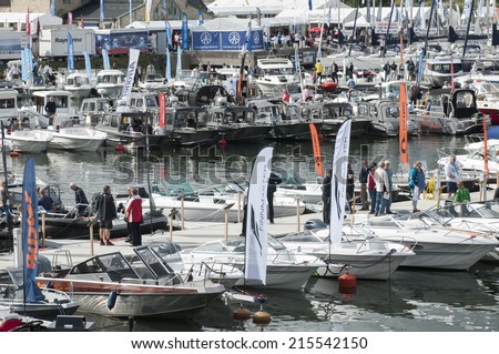 STOCKHOLM, SWEDEN - AUGUST 29: Swedens largest floating boat show \