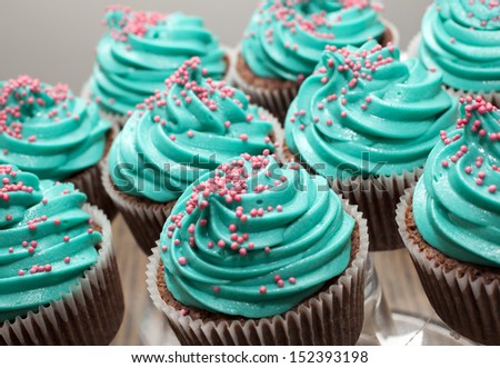 mint cup cakes close up, cup cakes