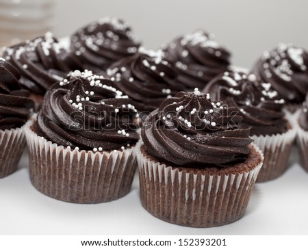 chocolate cup cakes close up, cup cakes