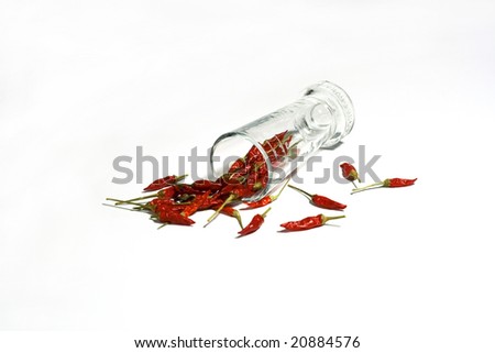 Red chilly peppers on white background