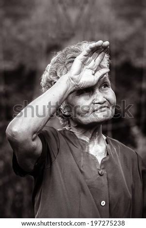 Portrait of an old asian woman.