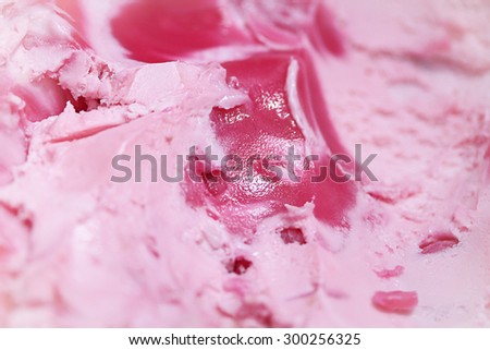 Strawberry ice cream macro detailed texture