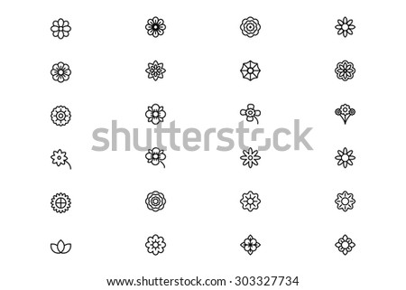 Flowers And Floral Line Vector Icons 1 - 303327734 : Shutterstock