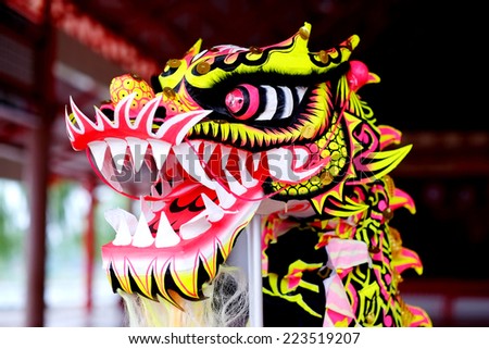 closeup head dancing dragon china