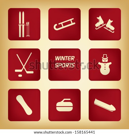 Winter sport pictograms with various winter sports in vintage design