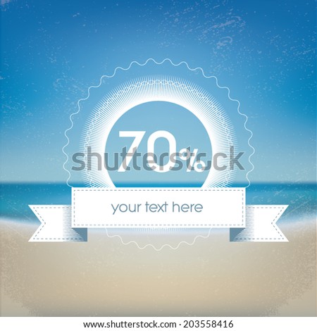 Summer end of the season sales promotion template with beach gradient mesh background. Eps10 vector illustration.