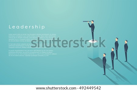 Business leadership concept with businessman standing on pillar. Manager, executive position vector wallpaper. Eps10 vector illustration.