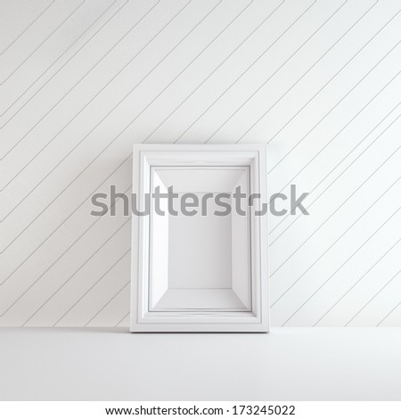 White frame on a white floor near white wall