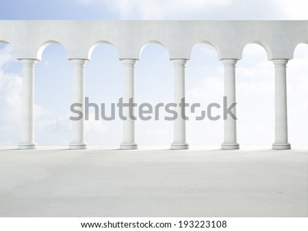 White classic interior with antique columns