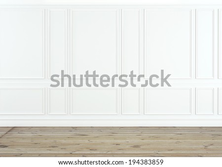 Classic white interior with wooden floor