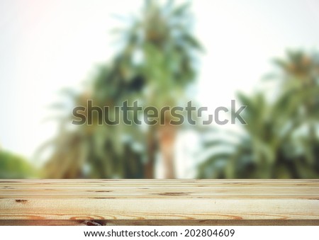 Table on the nature background