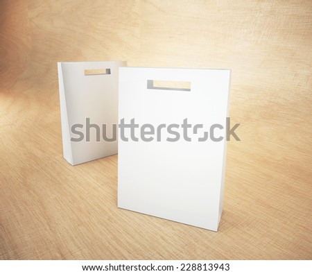 Set of white paper bag.