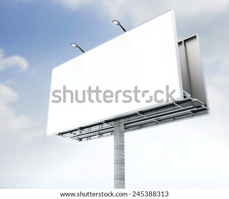 Blank billboard against sky.