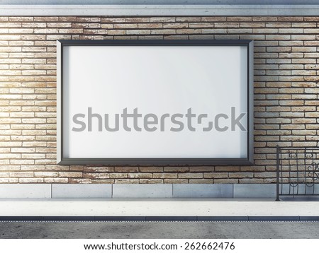 Horizontal blank billboard on street