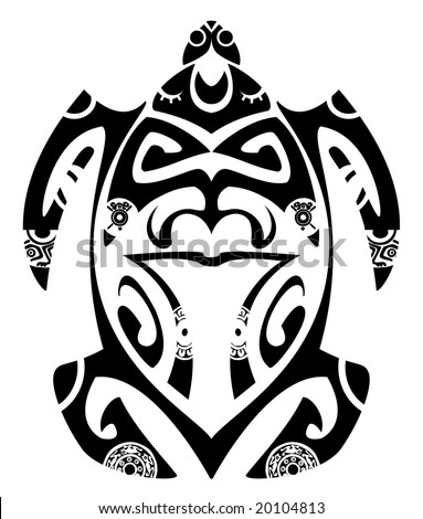 stock vector Maori tribal turtle Tattoo style