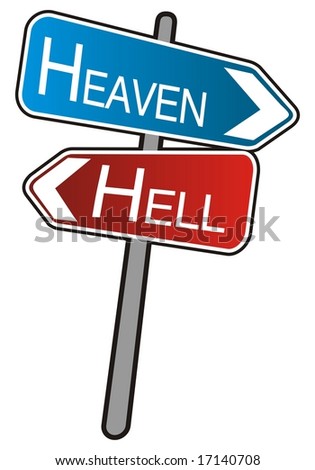 Street arrows sign, Heaven - Hell, illustration on white background
