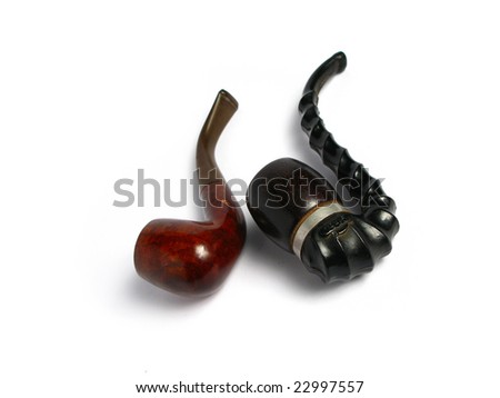 Two wood Pipes on white background