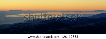 View of the Silicon Valley from Mount Hamilton at sunset.