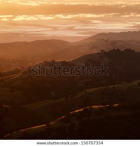 View of the Silicon Valley at sunset from Mount Hamilton.