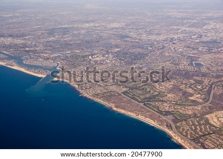 Aerial view of Orange County and Laguna Beach, California, USA
