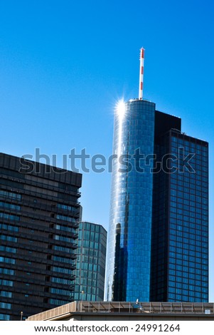 Frankfurt skyline. Skyscrapers in Frankfurt financial district.