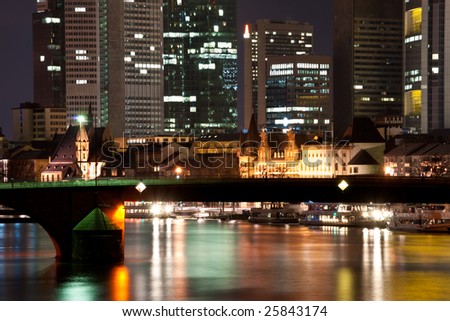 Frankfurt by night. Commercial district.