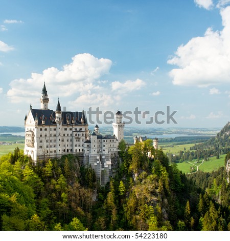Neuschwanstein Castle, Bavaria, Germany. Square.